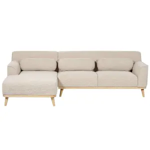 Corner Sofa SIMOS Light Beige Corduroy Right Hand