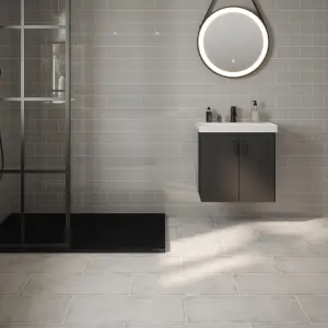 Johnson Tiles Elvaston Grey Matt Stone effect Textured Porcelain Indoor Wall & floor Tile Sample