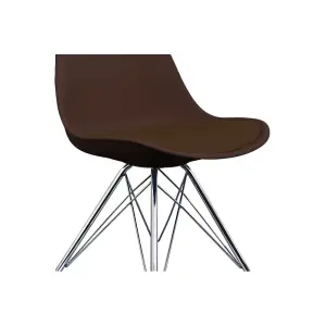 Soho Chocolate Brown Plastic Dining Chair with Chrome Metal Legs