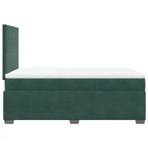 Berkfield Box Spring Bed with Mattress Dark Green 120x200 cm Velvet