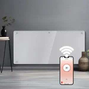 Futura Electric 2000W WIFI Glass Radiator Panel Heater White Wall Mounted or Floor Standing Bathroom Safe Timer and Thermostat