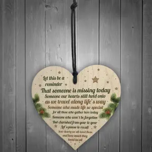 Red Ocean Christmas Wooden Heart Tree Bauble Decoration Xmas Memorial Gift Family Plaque