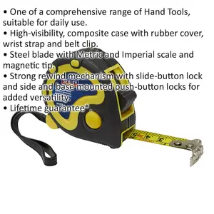 3m Durable Rubber Tape Measure with Composite Case and Belt Clip