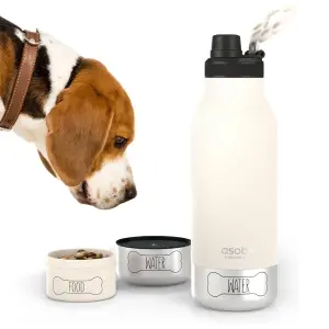 Buddy Water Bottle with Removable Dog Water Bowl White 1005ml