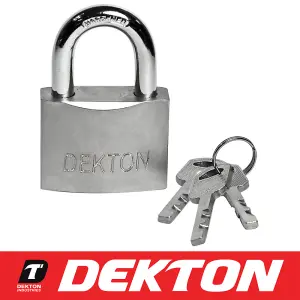 Dekton Snap Shut Hardened Steel Shackle High Security Padlock with 3 Keys 50mm