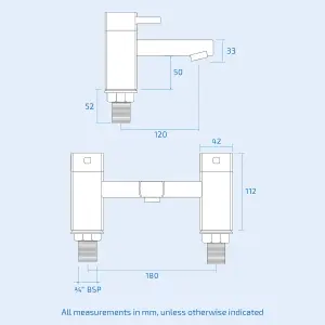 Nes Home Boston Chrome Square Single Lever Basin Sink Mono Mixer & Bath Filler Tap Set