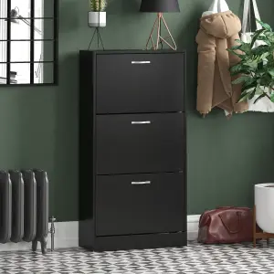 Vida Designs 3 Drawer Shoe Storage Cabinet Black