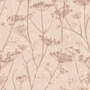 Clarissa Hulse Wild Chervil Shell Pink & Rose gold effect Smooth Wallpaper