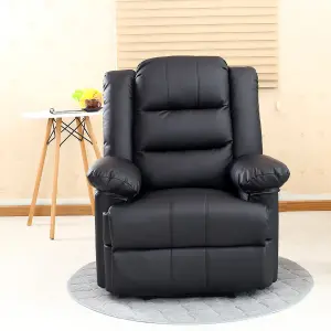 Loxley Bonded Leather Recliner Armchair Sofa Home Lounge Chair Reclining Gaming (Black)