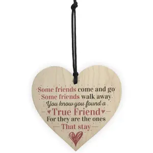 Red Ocean True Friend Sentimental Friendship Gift For Girls Women Hanging Wood Heart Sign Birthday