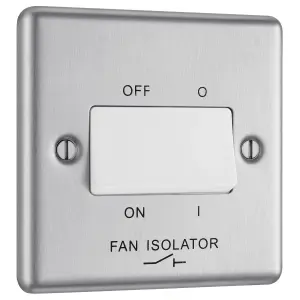 GoodHome 10A Rocker Raised rounded Control switch Steel effect