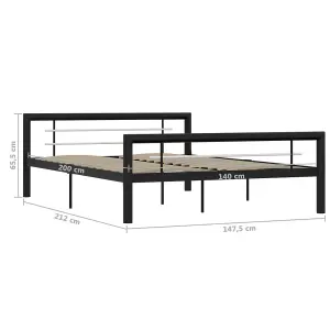 Berkfield Bed Frame Black and White Metal 140x200 cm