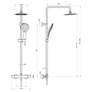 Dezine Cubo Pro Exposed Square Shower Kit, Matt Black