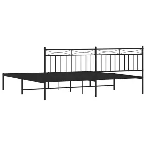 Berkfield Metal Bed Frame with Headboard Black 193x203 cm