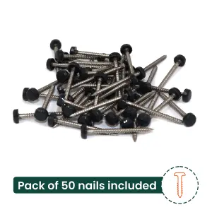 50 Pcs UPVC Panel Pins 30mm Poly Top Pins Nails Plastic Headed Fascia Fixings Roofing Nails Black