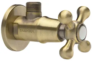 Kerra 1/2x1/2 Inch Ceramic Angled Water Valve Basin Sink Retro Bathroom Antique Brass