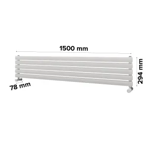 Ximax Champion FORH1164600W White Gas Horizontal Designer Radiator, (W)1500mm x (H)294mm