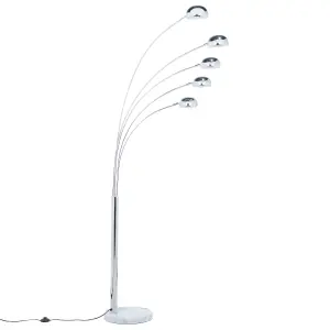 5 Light Metal Floor Lamp Silver FLINDERS