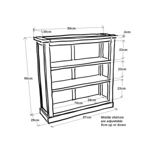 Loreo Light Grey Bookcase 90x90x30cm