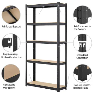 Yaheetech Set of 2 Metal Storage Shelf for Garage Living Room Black