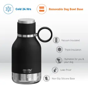 Tritan Water Bottle with Dog Bowl Black 975ml