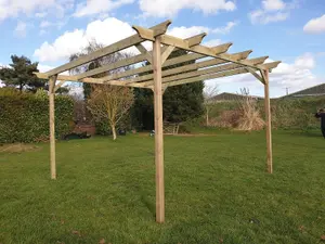 Champion Wooden Garden Pergola Kit, 3m x 3m (Natural (light green) finish)