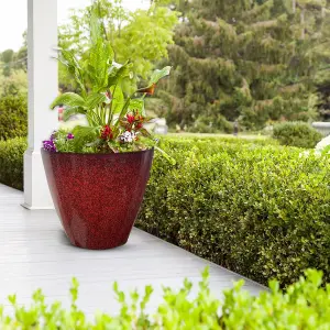 Set of 2  Glazed Effect 30Cm Savannah Planters - Cherry Red