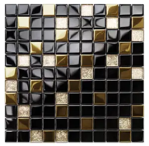 Glass mosaic on mesh for bathroom or kitchen 300mm x 300mm - Monte Carlo