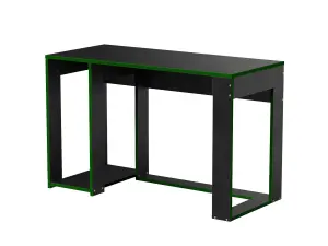 Ryker Gaming Desk Computer Table Workstation, Black With Green Trim