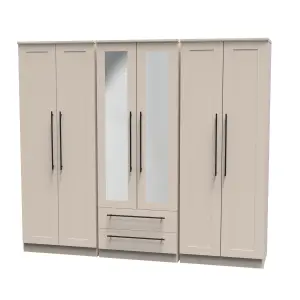 Howard Tall 6 Door 2 Drawer 2 Mirror Wardrobe in Kashmir Matt (Ready Assembled)