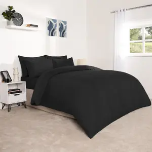 Brentfords Plain Duvet Cover Pillowcase Bedding Set, Graphite Grey - King