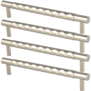 4 PACK - Diamond T Bar Pull Handle - Polished Nickel - 160mm Centres SOLID BRASS Drawer