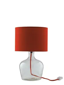 Luminosa HENDRIX Table Lamp with Round Shade Red, Fabric Lampshade 23x37cm