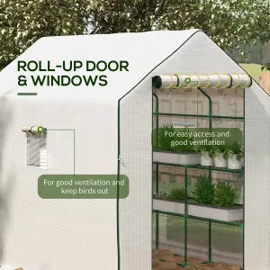 Outsunny Walk-in Outdoor Green House with Door and Mesh Windows, White