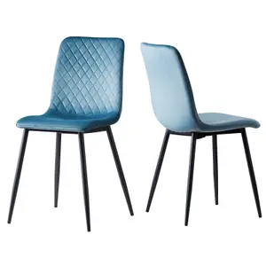 Dining Chairs Velvet Fabric Lexi Set of 2 Light Blue by MCC