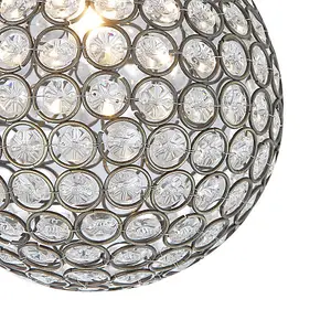 Modern Antique Brass and Clear Beaded Glass IP44 Rated Bathroom Ceiling Light