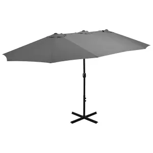 Berkfield Outdoor Parasol with Aluminium Pole 460x270 cm Anthracite