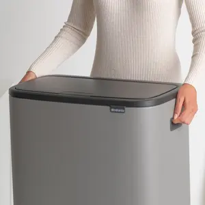 Bo Touch Bin, 60 litre, with 1 inner Plastic Bucket Mineral Concrete Grey