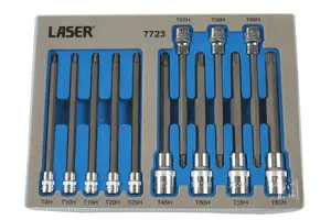 Laser Tools 7723 12pc Tamperproof Torx Bit Set Long Series 135mm