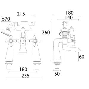 Bristan Corinth Chrome effect Deck-mounted 2 Tap Hole Shower mixer Tap