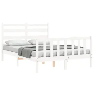 Berkfield Bed Frame with Headboard White 120x200 cm Solid Wood