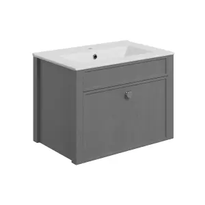 Exbury Grey Ash Wall-mounted Vanity unit & basin set (W)605mm (H)443mm