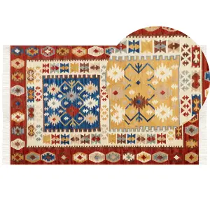 Wool Kilim Area Rug 140 x 200 cm Multicolour VOSKEHAT