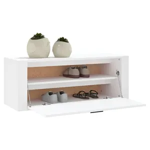 Berkfield Wall Shoe Cabinet White 100x35x38 cm Engineered Wood