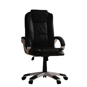 Vida Designs Charlton Black Executive Office Computer Chair Adjustable Swivel PU Faux-Leather