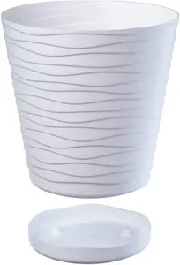 Plant Pot Flowerpot Wave Plastic Crystal Modern Decorative White 15cm