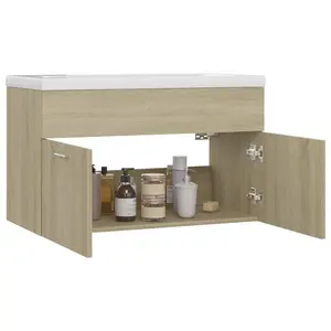 Saona 800mm Single Bathroom Vanity with Integrated Ceramic Basin Sonoma Oak