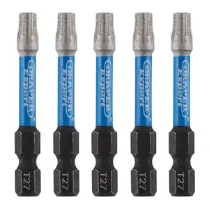 Draper Expert TX-STAR Impact Screwdriver Bits, T27 x 50mm, 1/4" Hex (Pack of 5) 05654