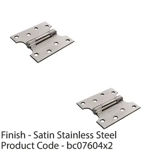 2 PACK - PAIR 102 x 152 x 3mm Parliament Hinge Satin Stainless Steel Internal Door