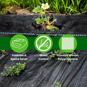 1m x 5m Heavy Duty Weed Control Membrane 100gsm Durable Weed Suppressant Fabric for Garden, Landscape, Patios & Flower Beds